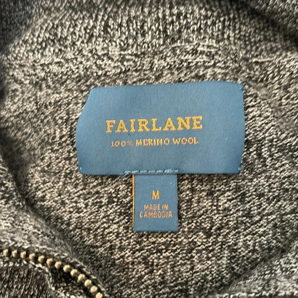 Fairlane men’s gray 100% merino wool quarter zip sweater size medium - Picture 7 of 8